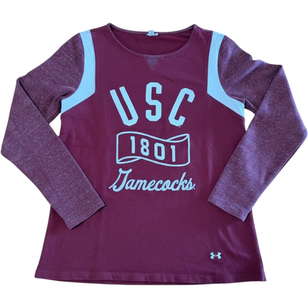Under Armour Gamecocks USC 1801 Shirt Maroon Long Sleeve. ~Size Ladies Medium